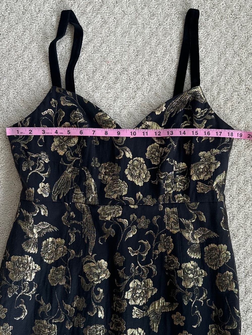 Maeve by Anthropologie Slim Jacquard Mini Dress Black/Gold 14 Metallic Floral - Picture 16 of 16